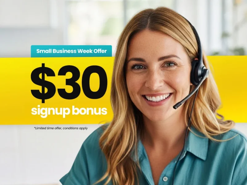 Virtual receptionist pricing with National Small Business Week offer for US small businesses using promo code SUCCESS30